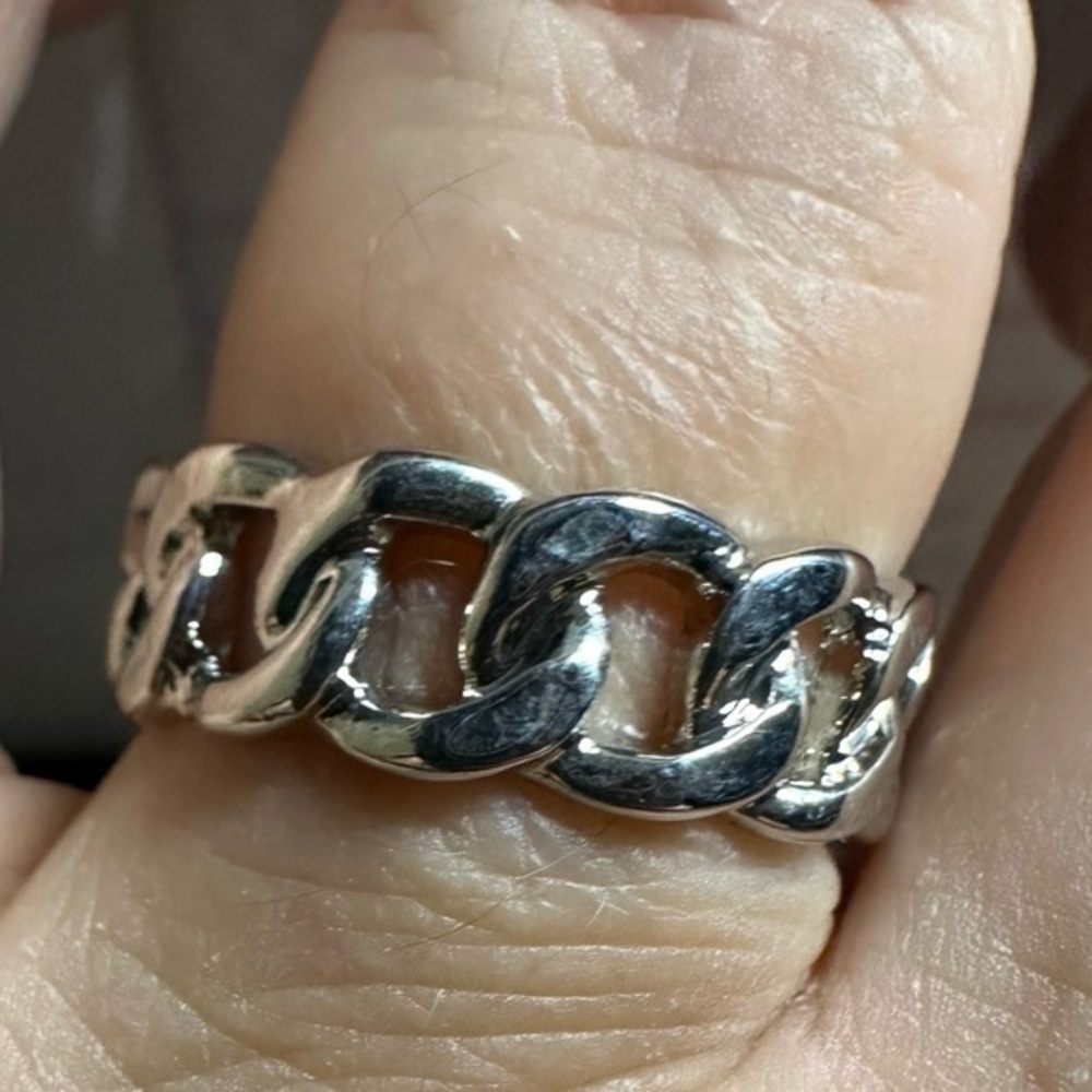 18k Vermeil 925 curb Chain ring Band Signet Vintage Classic thick quality